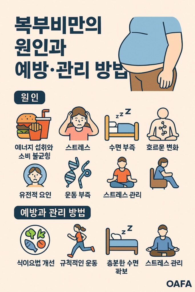 복부비만의 원인과 예방 관리 방법